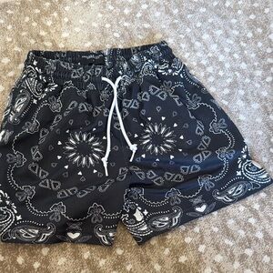 Men's Black Paisley Athletic Shorts